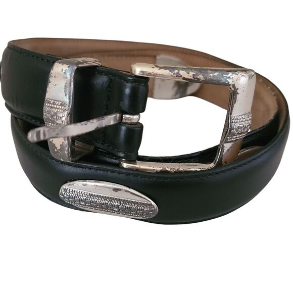 vintage tasso elba black belt with silver hardware - Picture 1 of 5